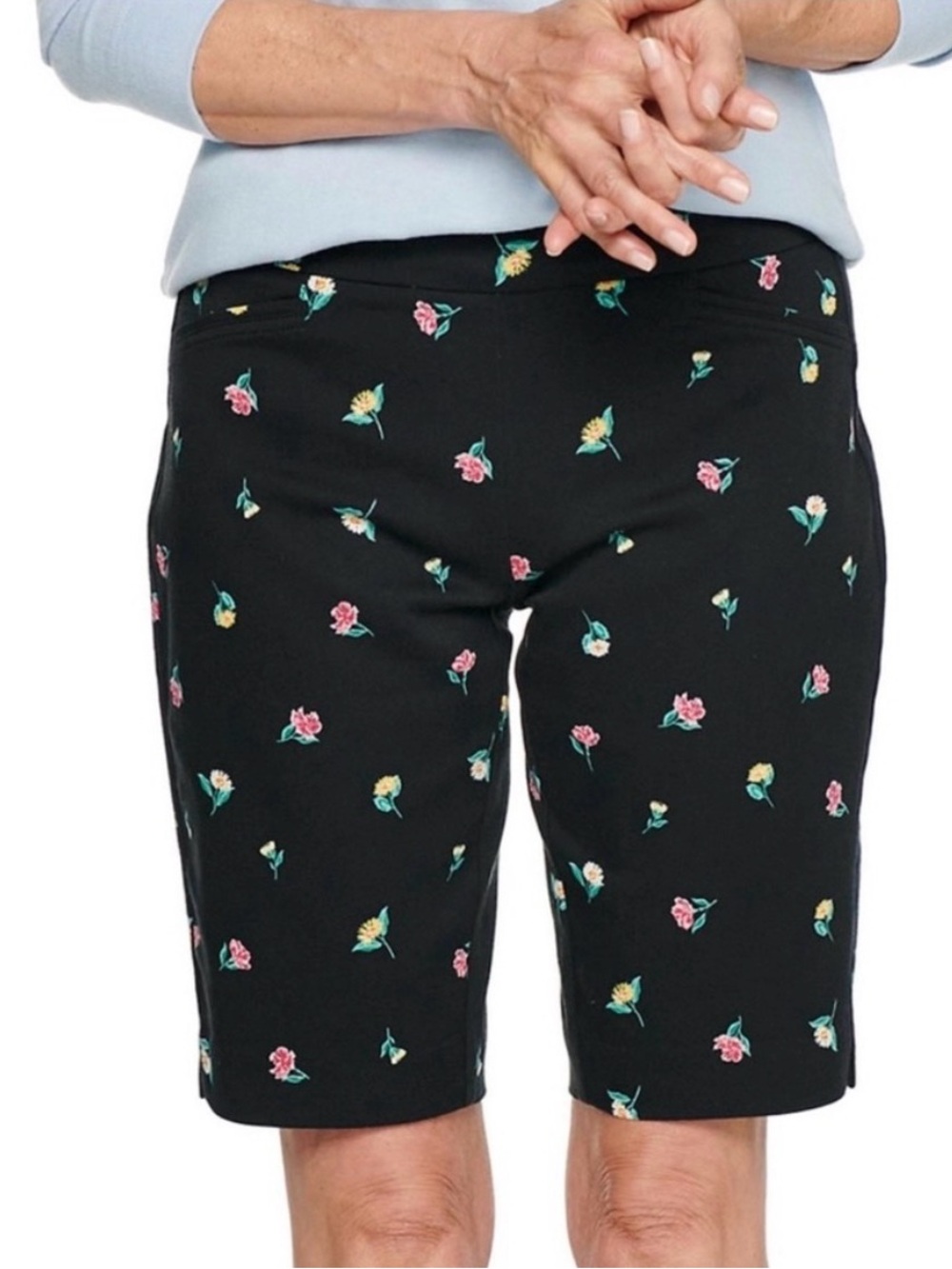 Croft & Barrow Bermuda Shorts Mid Rise Multi Floral Size 16 New